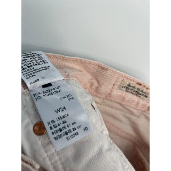 Levis 501 Premium Shorts Women W24 Pink High Rise Cutoff Denim - Picture 4 of 10